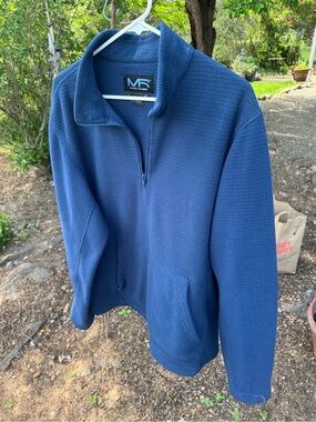 Mack Russo Navy Quarter-Zip Waffle Knit Men's Sweater